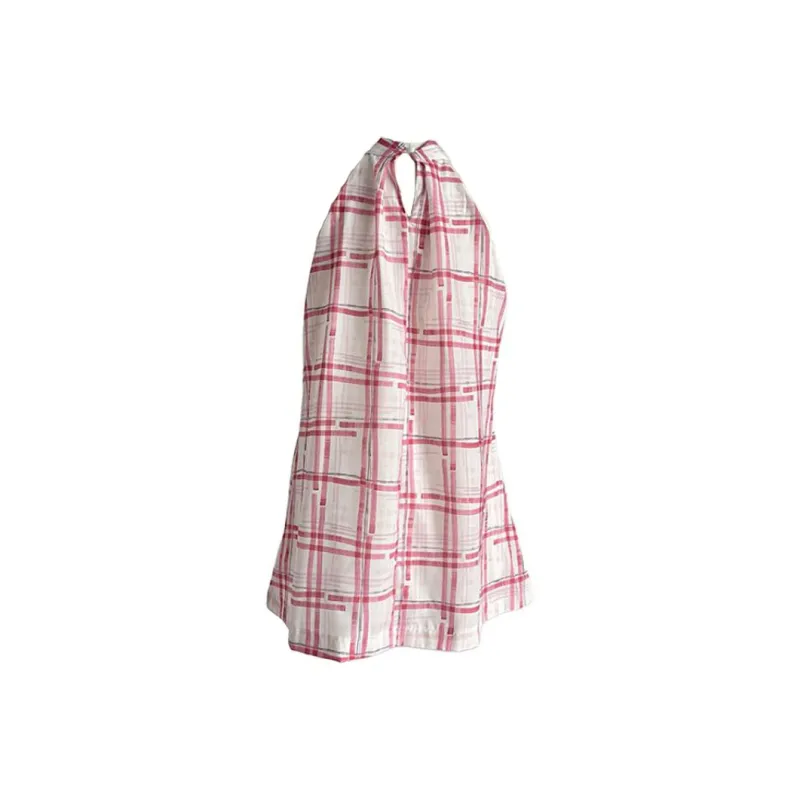 SKYA Sleeveless Dress Women's Red Plaid-1