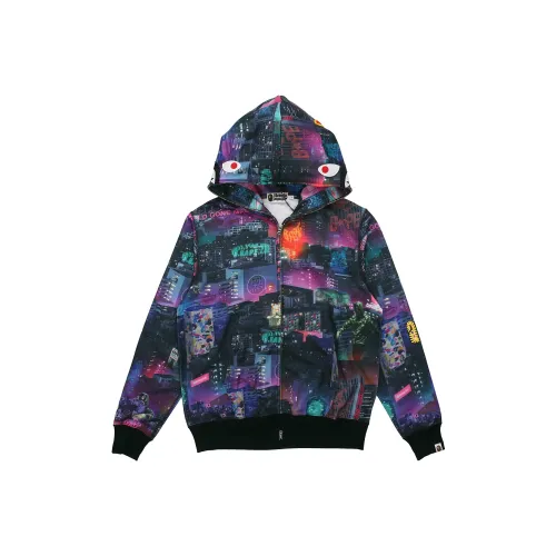 A BATHING APE Neon Tokyo Shark Wide Full Zip Hoodie
