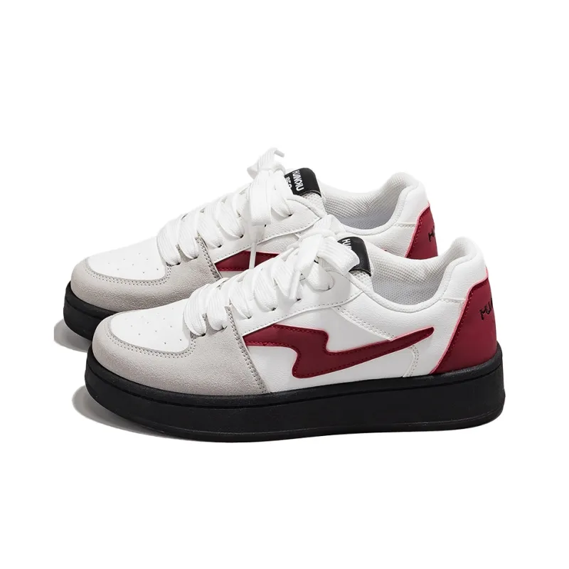 HUANQIU Anti Slip And Wear Resistant Lightweight Low Top Skateboard Shoes Women's White Gray Red-1