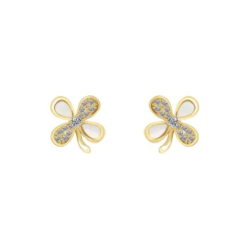 KEYS VIA Copper Alloy Synthetic Cubic Zirconia Colorful Shell S925 Sterling Silver Stud Earrings Women's