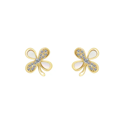 KEYS VIA Copper Alloy Synthetic Cubic Zirconia Colorful Shell S925 Sterling Silver Stud Earrings Women's