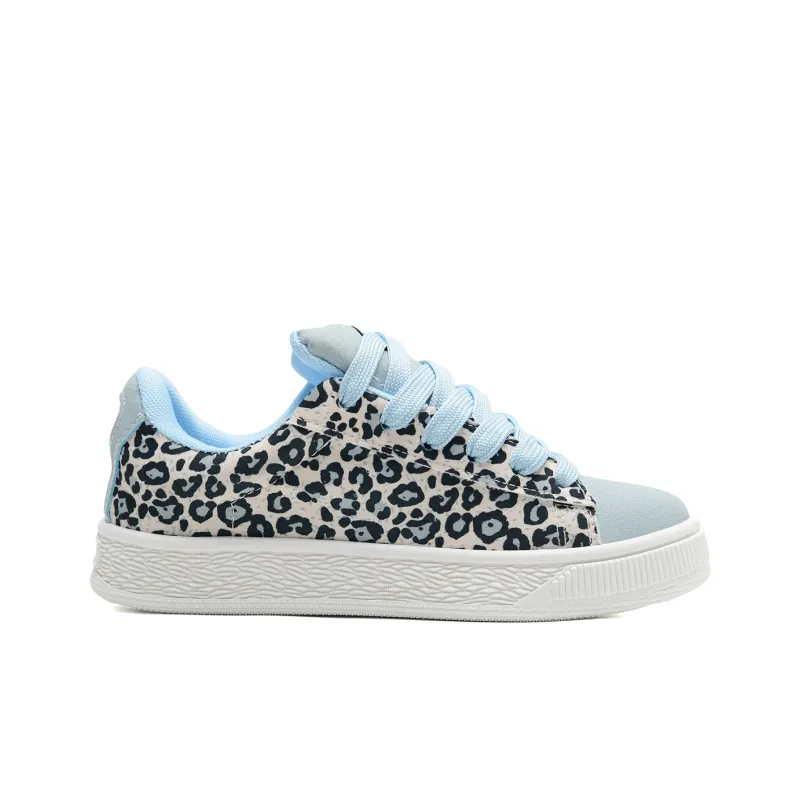 Yalu Low Top Skateboard Shoes Unisex Leopard Print Blue-4