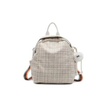 HCXK Fabric Students' Backpack For School Cute Commute Small Backpack Regular Women's Ecru/Black
