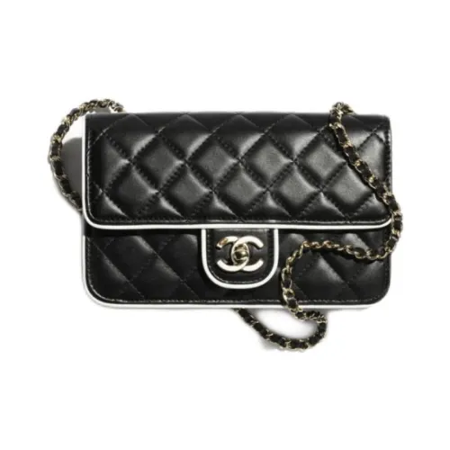 CHANEL WOC Lambskin Shoulder Bag, Crossbody Bag, Wallet Women's Black White