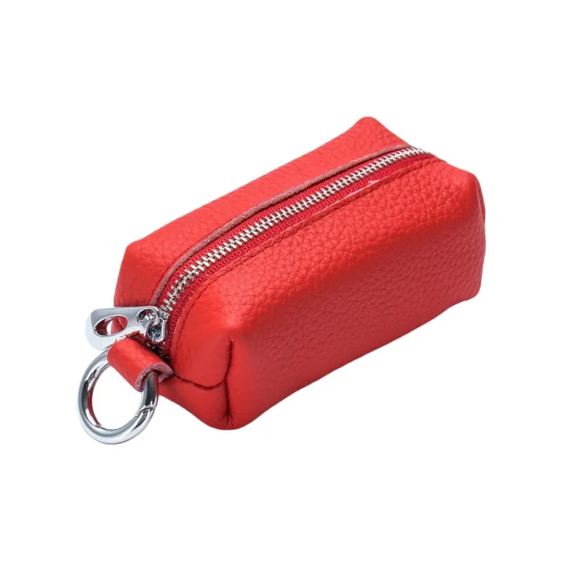 OUZIHUANG Top Grain Cow Leather Key Pouch Regular Unisex Black/Red/Rose Red/Sea Blue/Light Pink/Light Yellow/Jasper-1