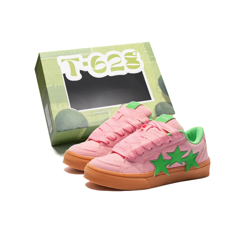 T628 Stars Puffy Shoes Slip Resistant, Abrasion Resistant, Lightweight Low Top Skateboard Shoes Unisex-10