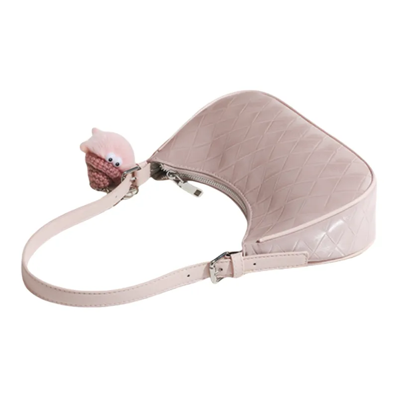 NOMK PU Shoulder Bag Women's Pink/Black/Ecru-3