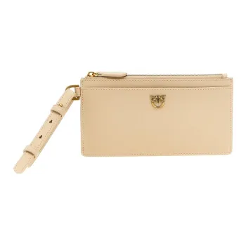 PINKO Calfskin Long Card Holder Women's Beige