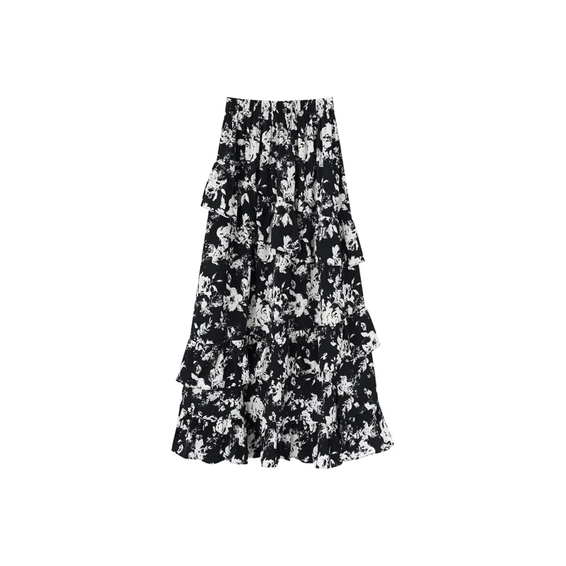 Garbege Casual Long Skirts Women's Black-1