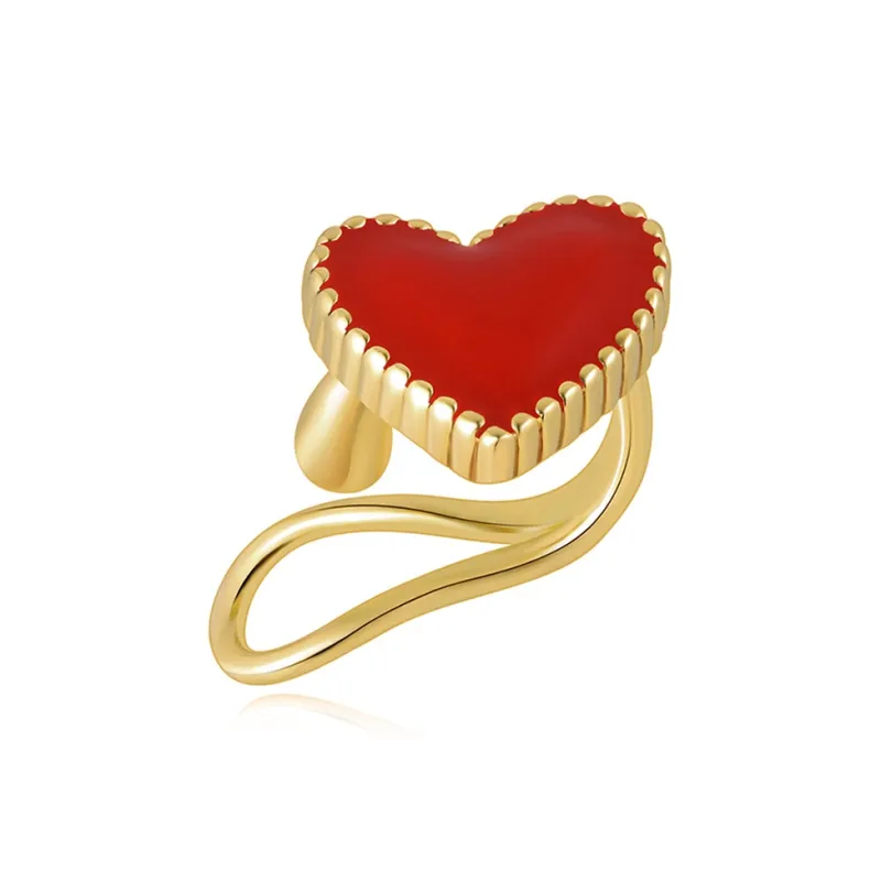 LELOUP 18K Gold Plated Copper Clip On Earrings Women's Red-12