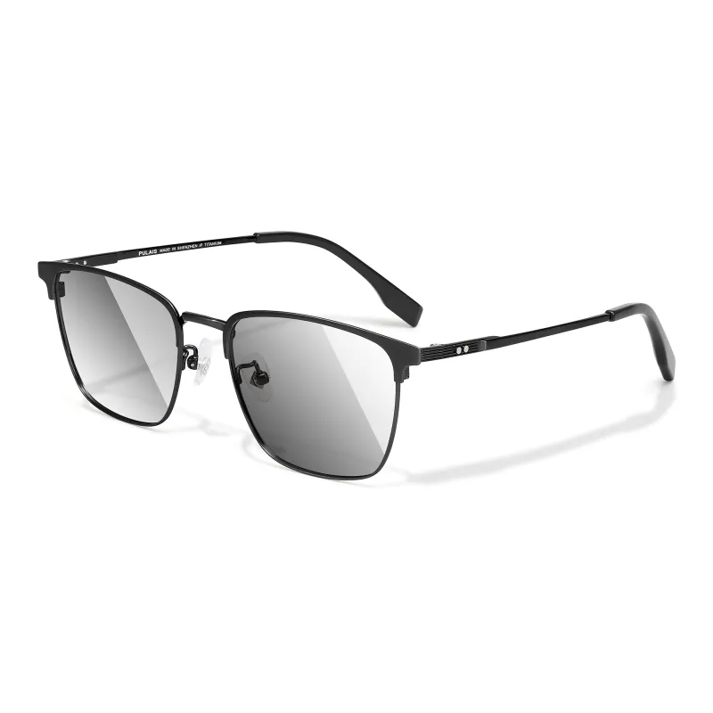PULAIS Plate Frame Pure Titanium Β Titanium Browline Sunglasses Unisex-2