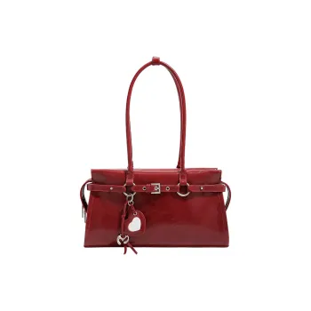 H YXIANG Microfiber Synthetic Leather Shoulder Bag Regular Women's Vibrant Black/Party Red