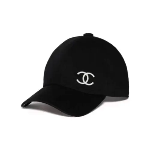 CHANEL Cotton Baseball Caps Women's Black