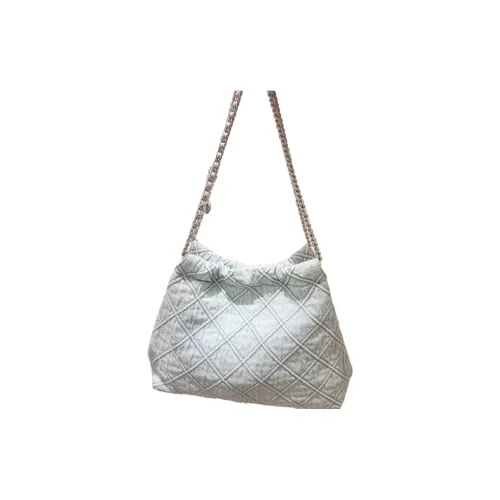TORY BURCH Fleming Cotton HOBO Bag Shoulder Bag Large Size Women's Light Blue