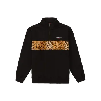 Supreme Leopard Panel Half Zip Sweatshirt