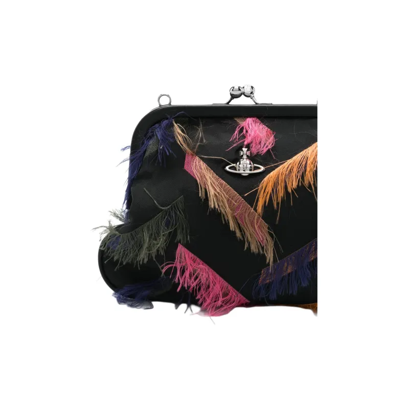 Vivienne Westwood Granny Frame Viscose Handheld Shoulder Bag Women's Black-3