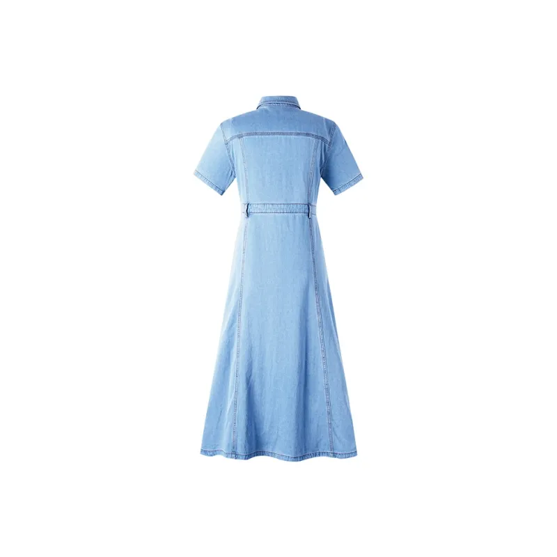 NAVIGARE Short Sleeved Dress Women's Denim Blue-1