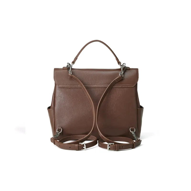 ROBERTA DI CAMERINO Cow Leather Bonded Synthetic Leather Carry Backpack Mini Women's Red/Brown-8