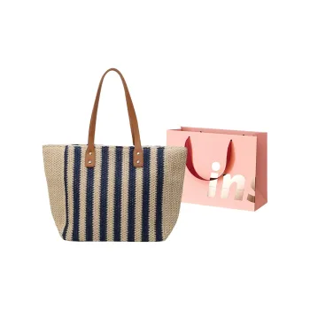 WHEELY BABY+ Straw Woven Tote Bag Shopping Bag Shoulder Bags Women's Blue/Khaki