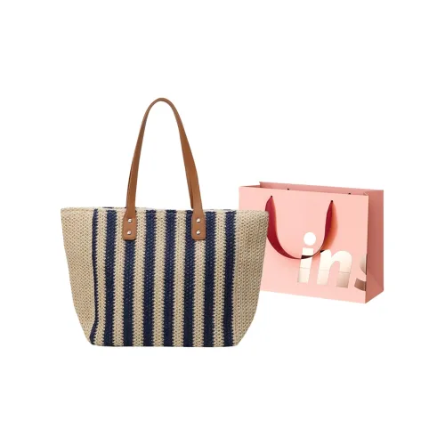 WHEELY BABY+ Straw Woven Tote Bag Shopping Bag Shoulder Bags Women's Blue/Khaki