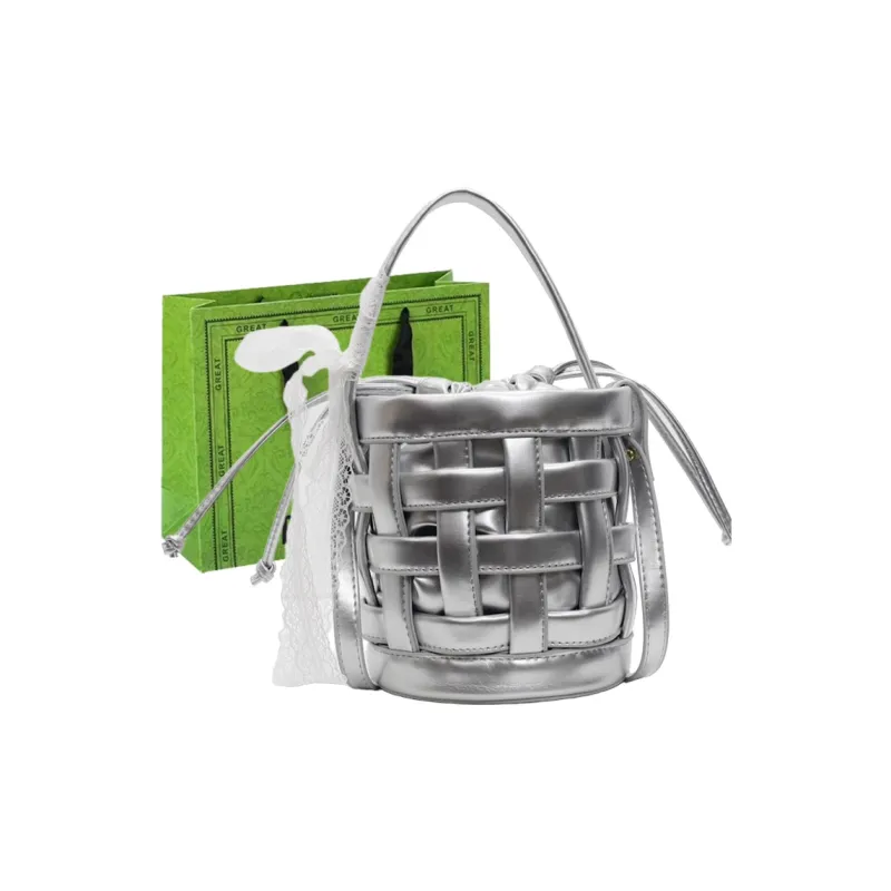 RUIPAI PU Bucket Bag Handbag Women's Black/Ecru/Blue/Silver/Pink-24