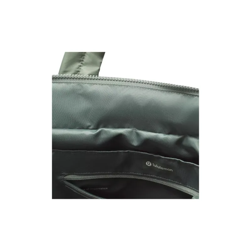 Lululemon Quilted Nylon Tote Bag Shopping Bag Handbag Women's Gray Green-3