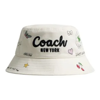 COACH 100% Cotton Bucket Hats Women's White