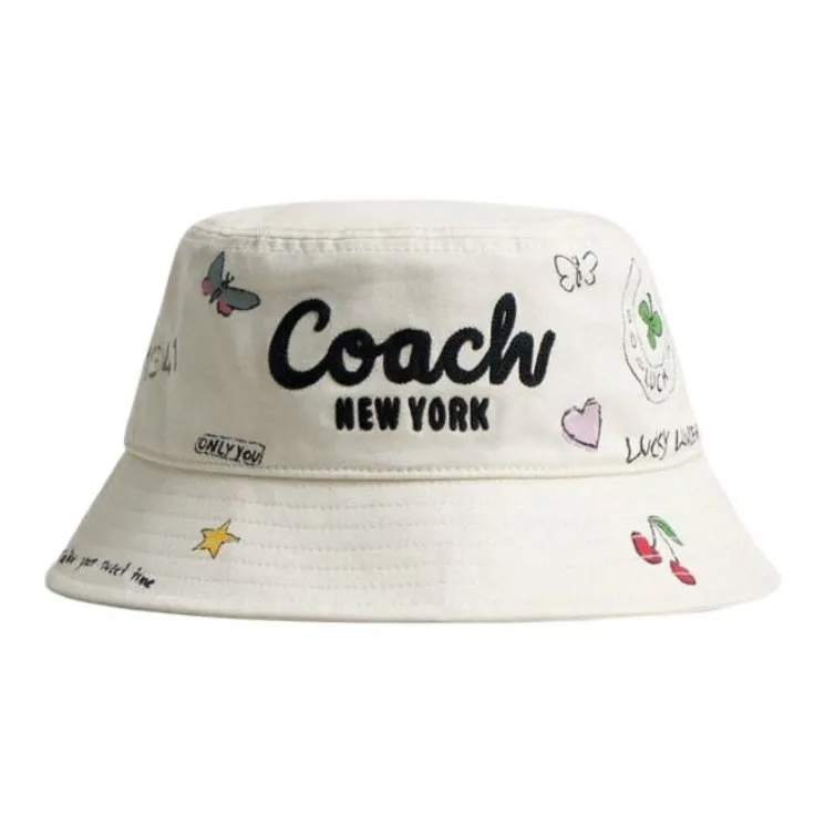 COACH 100% Cotton Bucket Hats Women's White-0