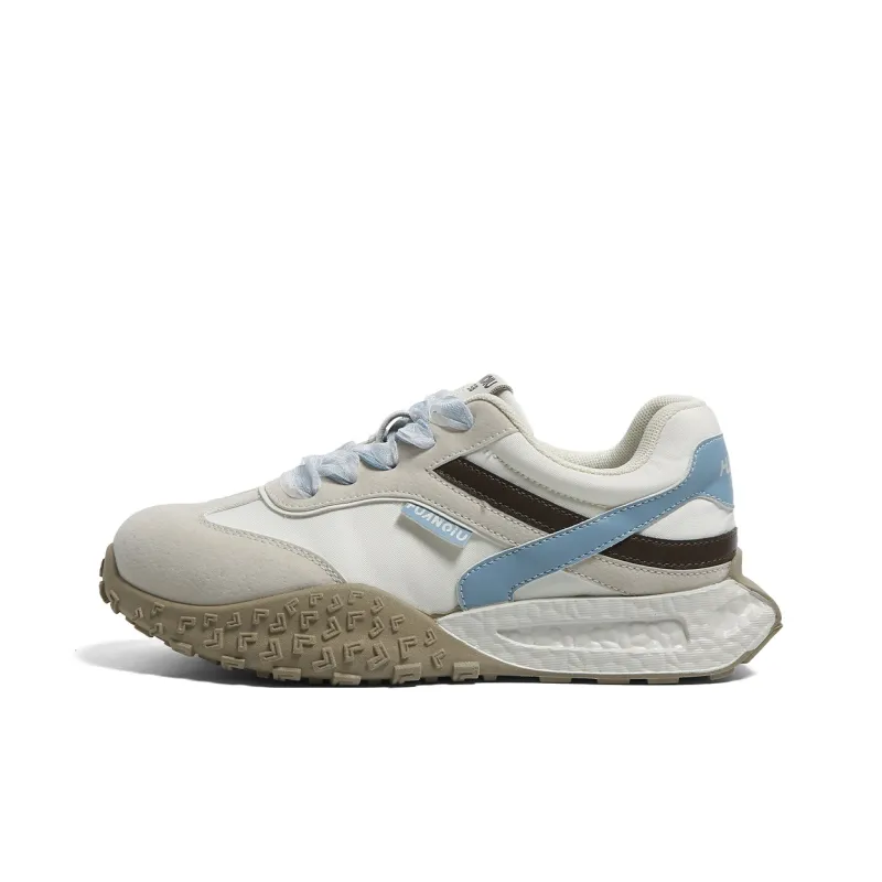 HUANQIU Anti Slip And Wear Resistant Height Increasing Low Top Casual Shoes Women's White Blue-0