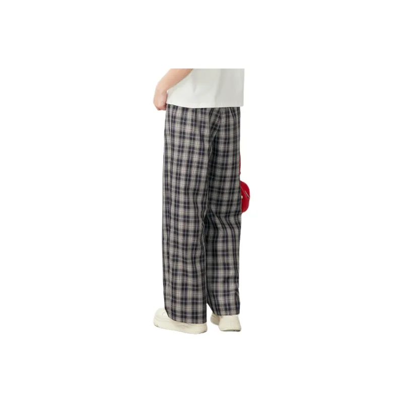 ZIHAN Casual Pants Women's Navy Blue Plaid-1