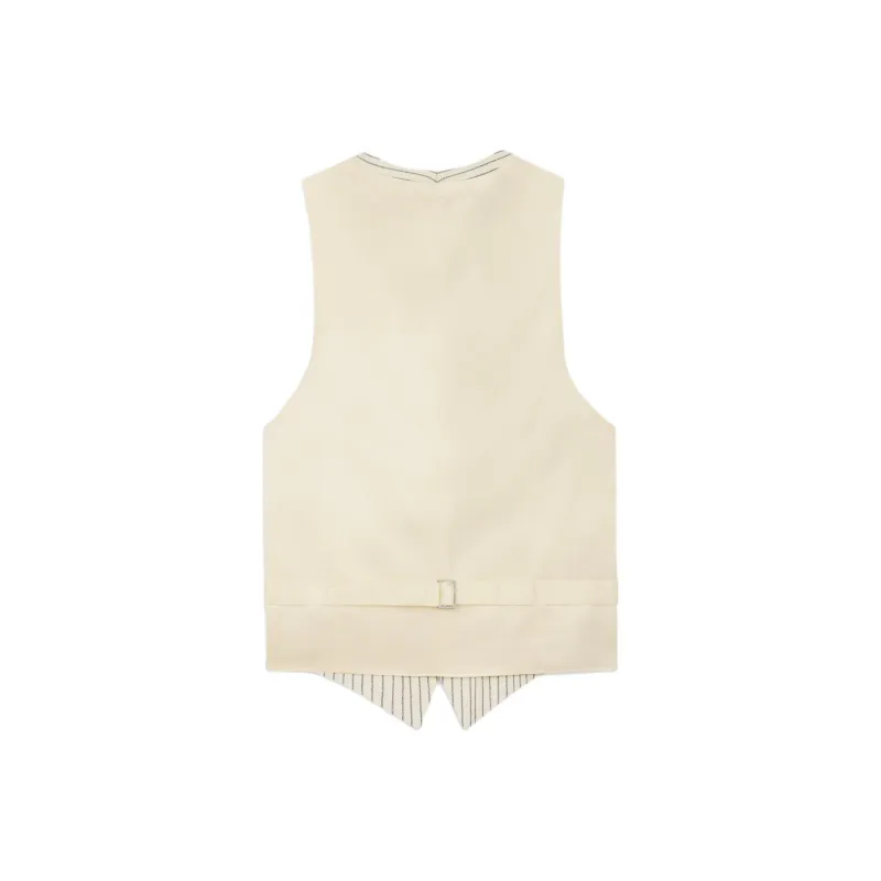 CELINE Vest In Striped Wool Gabardine-1