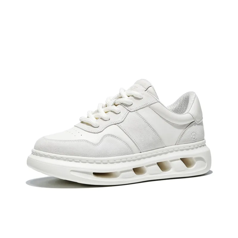 MOERBAI Spacewalk Series Wear Resistant Breathable Height Increasing Low Top Casual Shoes Men's White Gray-4