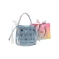Blue with Silk Scarf-Shopping Bag