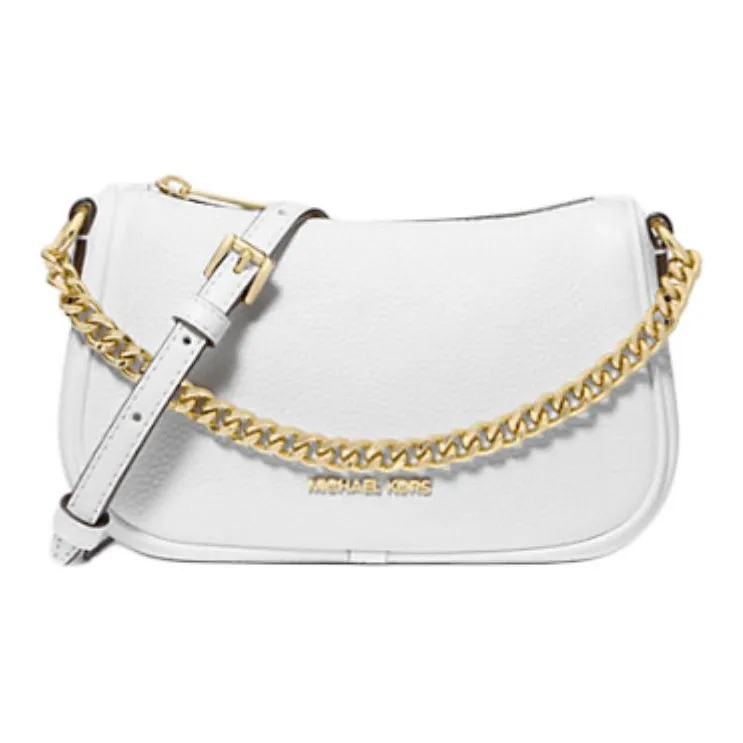 MICHAEL KORS Carmela Hammered Leather Shoulder Bag Small Size Women's Moon White-0