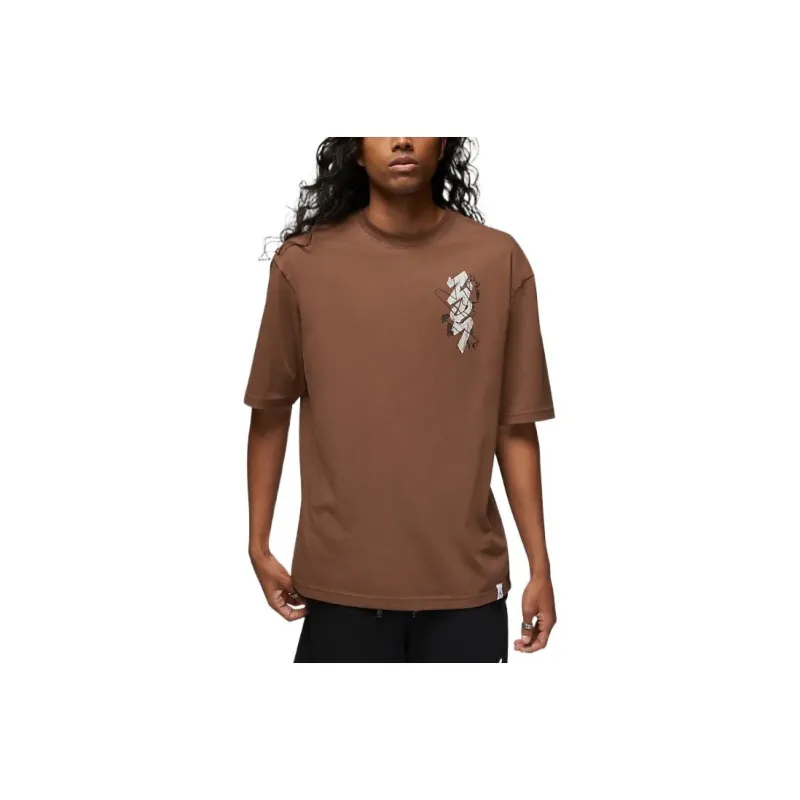 Jordan Zion T Shirts Men Dark Brown-0
