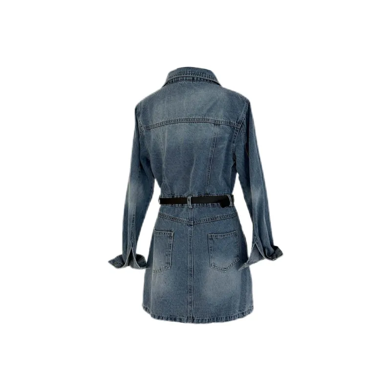 Udon House Long Sleeved Dress Women's Blue-1