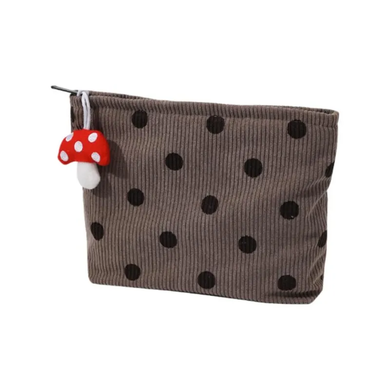 Boniu Corduroy Makeup Bag Regular Unisex Apricot/Gray-3