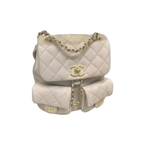 CHANEL Cow Leather Backpack Women's Gray