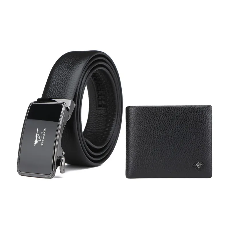 SEPTWOLVES Top Grain Cow Leather Belt Wallet Box Men's Width 3.55cm-0