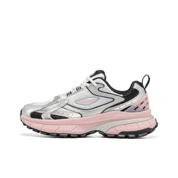 QIAODAN Anti Slip And Wear Resistant Breathable Low Top Chunky Sneakers Women's White Silver