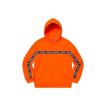 Supreme Text Stripe Zip Up Hooded Sweatshirt