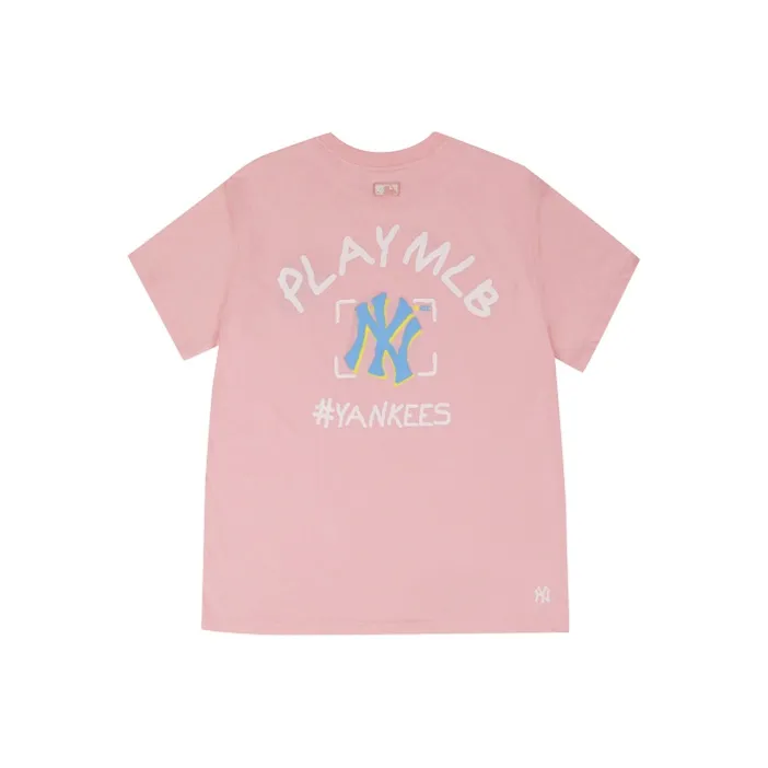 MLB Drop Shoulder Sleeve T Shirt Unisex Pink-0