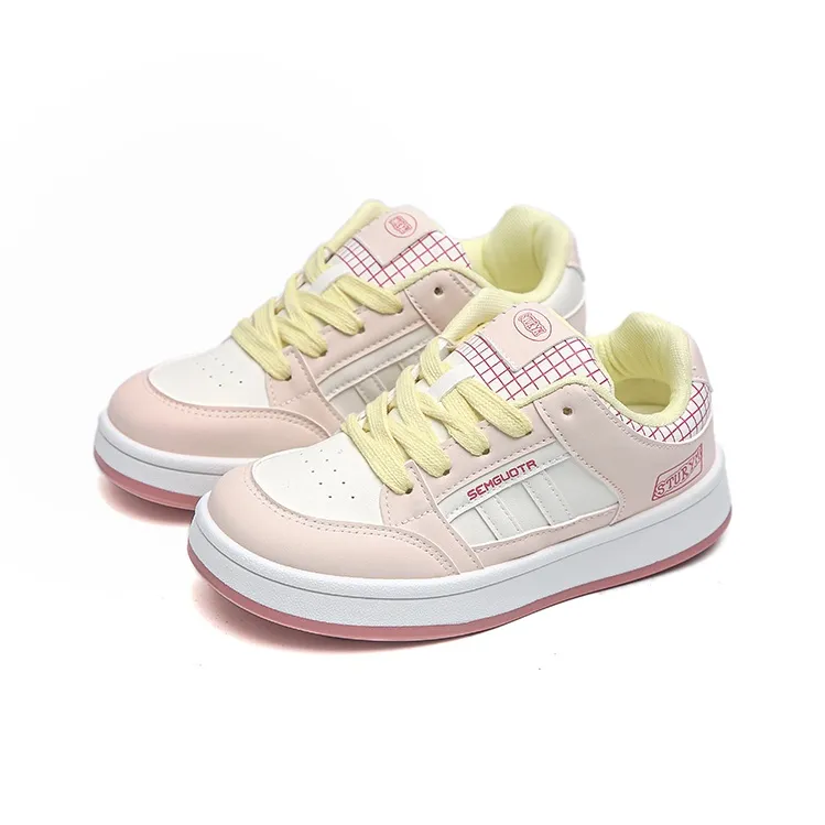 Than Than Me Low Top Skateboard Shoes Women's Yellow Pink-1