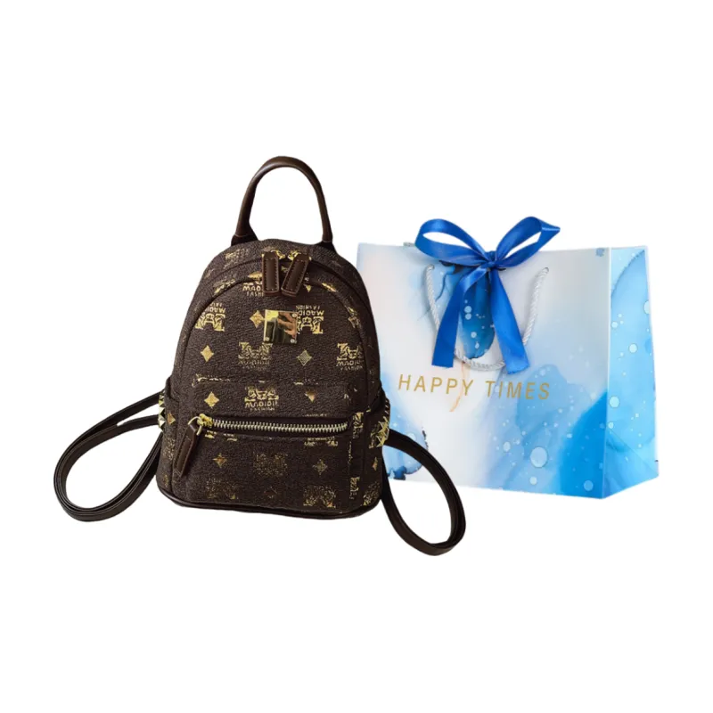 ROUNDOT PU Backpack Women's White/Coffee/Black-14