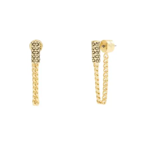 COACH Brass Plated Cubic Zircon Titanium Earrings Women's Gold