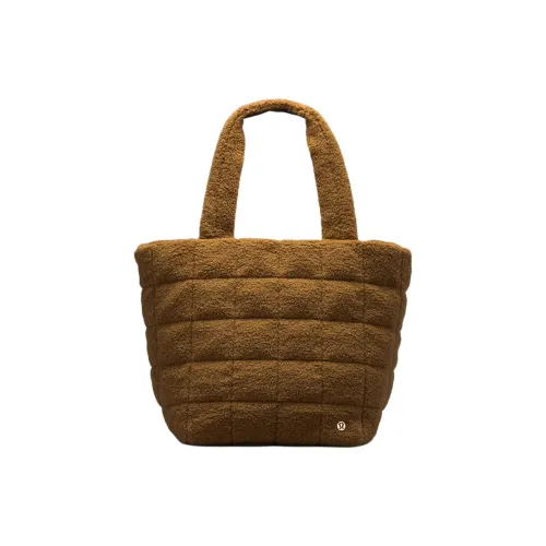 Lululemon Quilted Textured Brushed Fabric Tote Bag, Shopping Bag, Shoulder Bag Women's Caramel