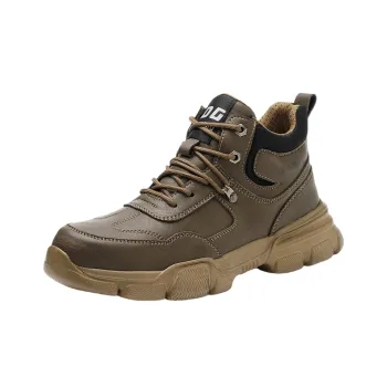 DINGGU Slip Resistant, Abrasion Resistant, Breathable High Top Casual Shoes Men's Khaki