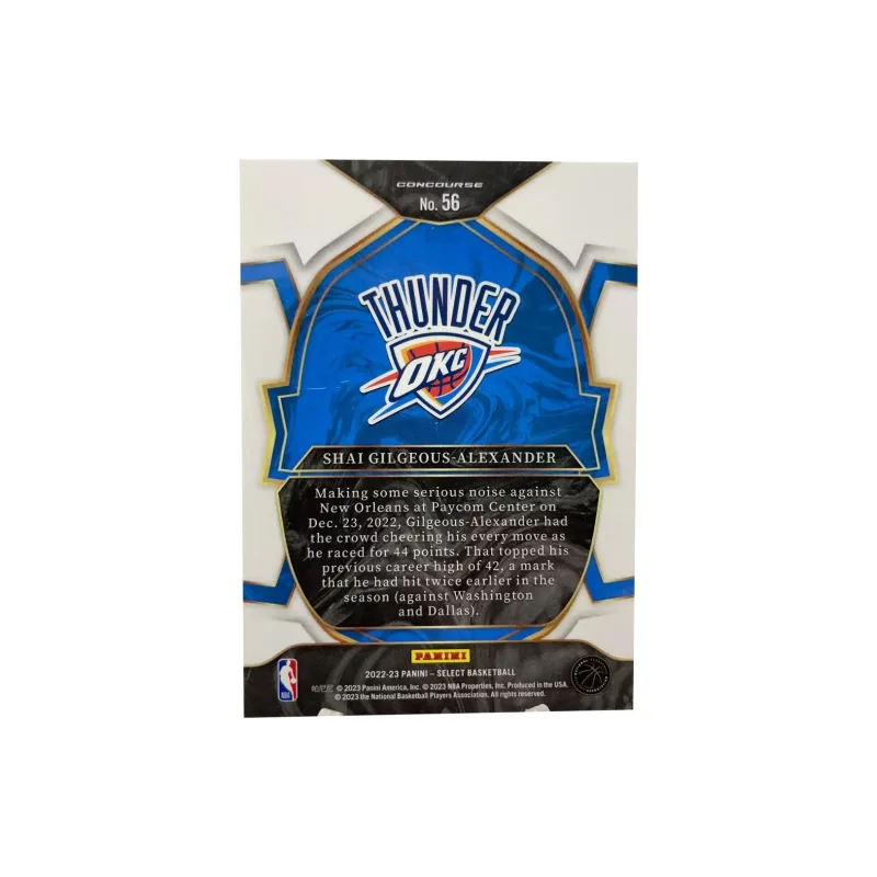PANINI 2022 23 Thunder Alexander Thunder's Top Star SELECT Level 1 Token Sports Cards 1 Pc-1