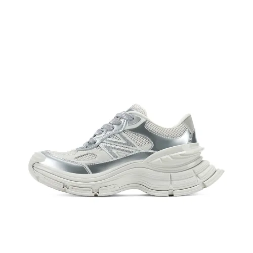 GG CC Sports Casual Anti Slip Wear Resistant Low Top Trendy Platform Chunky Sneakers Women's Silver