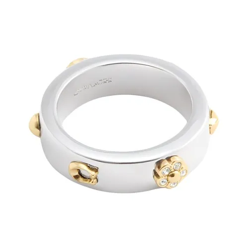 COACH Brass Plated, Glass, Cubic Zircon, Crystal Rings Women's Silver